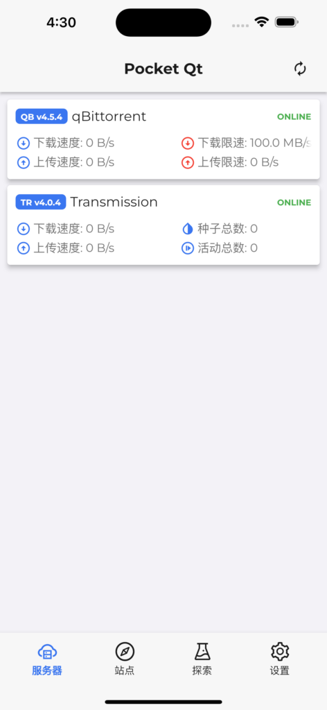 Pocket Qt 服务器概览页面